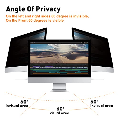 bersem Fully Removable Privacy Screen Protector Compatible with iMac 21.5 inch Monitor Privacy Screen for Apple Desktop Computer, Filter Anti-Glare Anti-Scratch UV-Blocking 16:9 Ratio