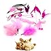 Pai Sence 12pcs Pink Cat Feather Toys Replacement Set with Bells for Girl Refills for Wand Kitten Interactive Toys Training Indoor Playing Birthday Gift for Chasing Jumping Exercise Refill Wand Toys