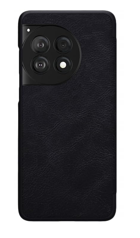 Image of WHITBULL Smart Magnetic Closer Flip Cover Compatible with OnePlus 12R 5G / One Plus 12R 5G (Black)