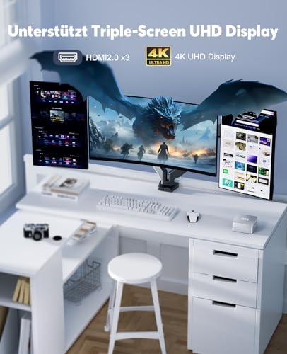 ACEMAGICIAN T8Plus Mini PC,12th Gen Ιntel Alder Lake N100 Mini PC (bis zu 3,40 GHz),16GB LPDDR5 512GB M.2 SSD Micro PC mit W11 Pro l Dual RJ45 | 4K HDMI*3 | WiFi 5 für Zuhause/Büro/Schule