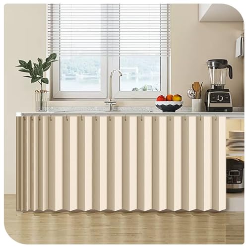 GJPXFR Under Sink Curtain for Closet Cabinet Curtains for Shelves Privacy Short Curtains Dust-Proof Dishwasher Desk Curtain Skirt for Kitchen Window Shades(Beige,80x90cm)