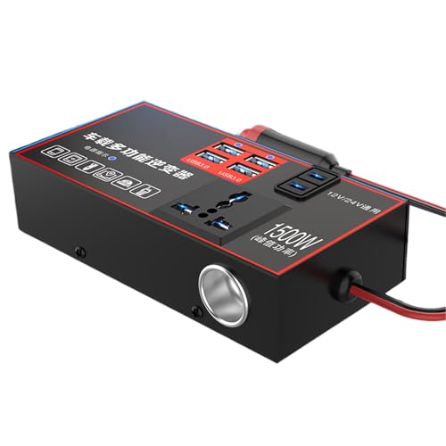 Inversor De Potencia Del Coche - Convertidor De Coche En Enchufe De Salida | Ordenador De Coche De Puertos | Outlet 220V Para Coche | Adaptador Automotriz De 1500W Carga USB 1500W