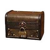 adonpshy Jewelry Box,Vintage Wooden Makeup Jewelry Organizer Storage Box Treasure Case with Lock...