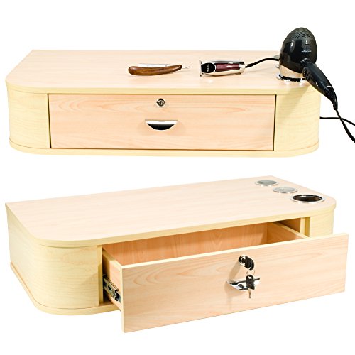 Wall Mounted Storage Drawer with Keys Maple Brown