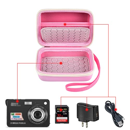 Carrying & Protective Case For Digital Camera, Abergbest 21 Mega Pixels 2.7" Lcd Rechargeable Hd/Kodak Pixpro/Canon Powershot Elph 180/190 / Sony Dscw800 / Dscw830 Cameras For Travel-Pink #TOP1