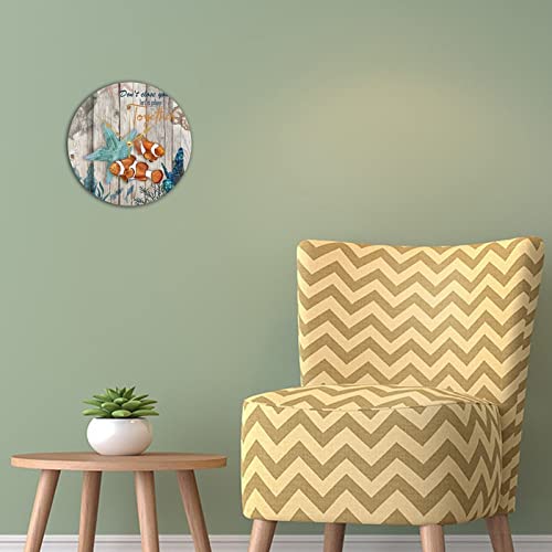 Horloge murale ronde bois plage grand format design marin - 3