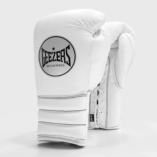 Geezers Halo Training/Sparring Boxing Gloves - Lace (WHITE, 18OZ)