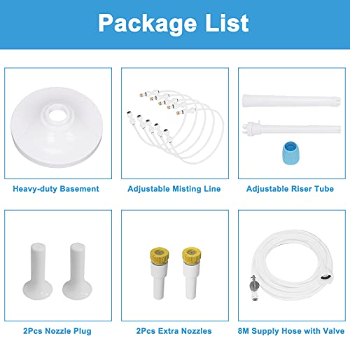 Misters for Outside Patio, Standing Misting Cooling System, Portable Outdoor Water Mist Hose Kit, Adjustable 45.7in Height & 5 Spray Nozzles for Backyard Garden Pool Tanning BBQ Cool Kids Pet Playing by POCKET PANDA - Image 7