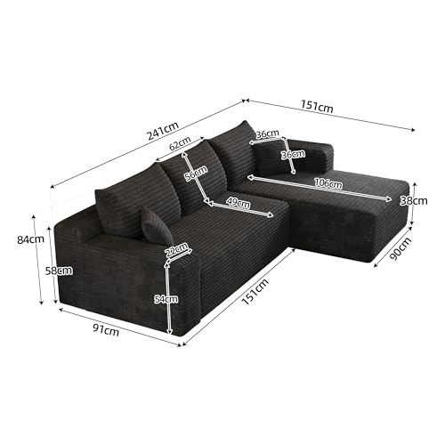 Sofá L sin montaje para salón negro que soluciona el espacio con sus asientos profundos 4