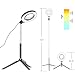 Dimmable Ring Light with Adjustable Height Light Stand，Selfie Stick and USB Plug,6" 3200K~5500K Beauty Table Top Lamp with Makeup Mirror,Mini Tripod and Phone Clamp, Perfect for Vlogs,YouTube Channel