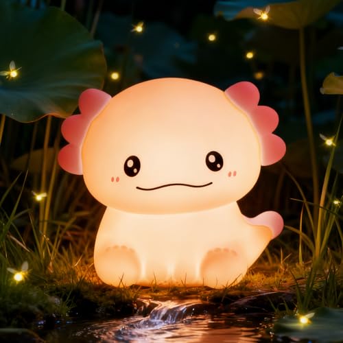 PQETBV Veilleuse Axolotl LED, RGB Veilleuse Enfant, Lampe de Chevet en Silicone, Lampe de Table LED Tactile Rechargeable Axolotl, Cadeau pour Enfants Bébé...