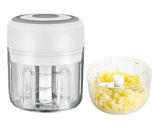 TastLi Mini Food Processor, Electric Garlic Chopper, Cordless Portable Small Blender/Masher/Mincer/Grinder, with 250 ML Cups, USB Rechargeable (White)