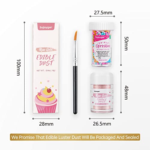 image for Rose Gold Edible Glitter for Cocktails Drinks, Sujoygar 4g Luster Dust