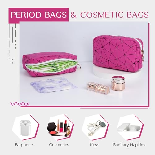 Image of Likesing Tampon Holder for Purse, Leather Period Bag Sanitary Napkin Storage Bag for Girls Womens, Portable Feminine Emergency Pad Period Pouch(Rose red)