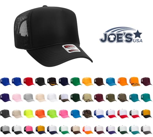 Image of OTTO Polyester Foam Front 5 Panel High Crown Mesh Back Trucker Hats in 97, Bulk, Wholesale
