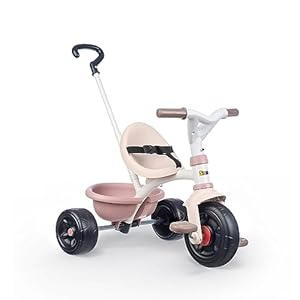 Smoby – Triciclo Evolutivo Be Fun Rosa, Sillín Regulable, Bloqueo de Dirección, Cinturón de Seguridad, Volquete Trasero, Barra Parental Regulable (7600740335)