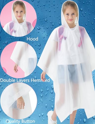 Image of Rain Poncho for Kids(2 Pack) Waterproof Reusable EVA Raincoat One Size Rain Jackets for Children,Boys and Girls