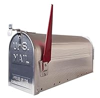 ARREGUI Americano E2101A Amerikanischer Briefkasten aus Aluminium, der US Mailbox Klassiker mit Roter Flagge, US Briefkasten für den Außenbereich, Größe L (Zeitschriften und C4-Umschläge), Silber