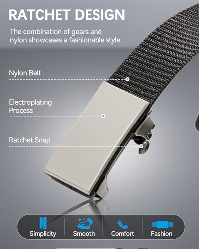 Image of BOSTANTEN Ratchet Web Belt Men, Nylon Golf Adjustable Work Belt for Men with Casual Pants