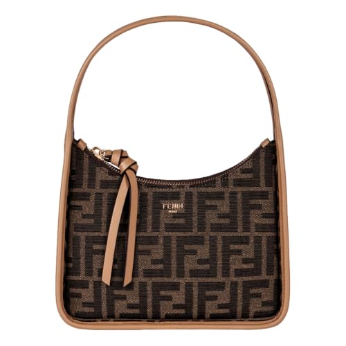 FENDI Fendessence Zucca Brown Canvas Crescent Mini Shoulder Bag New