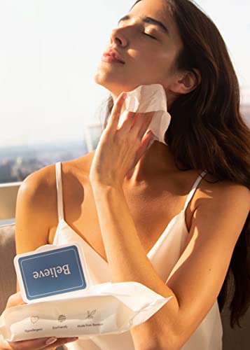 Believe Wipes - Bamboo Makeup Remover Wipes - All Natural Facial Wipes For Sensitive Skin - Hypoallergenic Unscented Beauty Wipes - Oil And Alcohol Free Face Wipes - Disposable, Compostable, Travel-Size - 10Pc X 10 Packs (100Ct) #TOP7