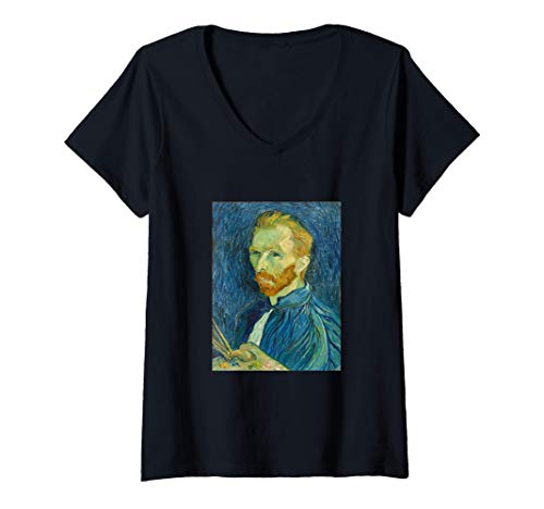 Donna Vincent van Gogh Self-Portrait | Famous Painting Maglietta con Collo a V