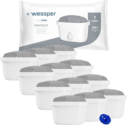 Wessper Filtre à eau pour Carafe Filtrante, Cartouches filtrantes réduisent l'eau très dure, Filtres compatible avec les filtres Brita Maxtra+, Maxtra Plus...