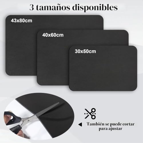 Miniatura 6 de Alfombrilla Cafetera Solic, Alfombra Escurreplatos Super Absorbente, Antideslizante Para Mostrador De Cocina Coffee Mat, Negro, 43x80cm