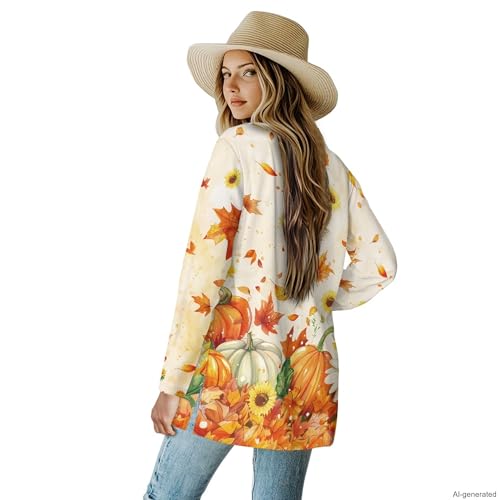 Image of Forchrinse Red Ladybug Cardigan for Women Causal Long Sleeve Open Front Cardigans Sweater Fashion 2024 Fall Coat with Pockets