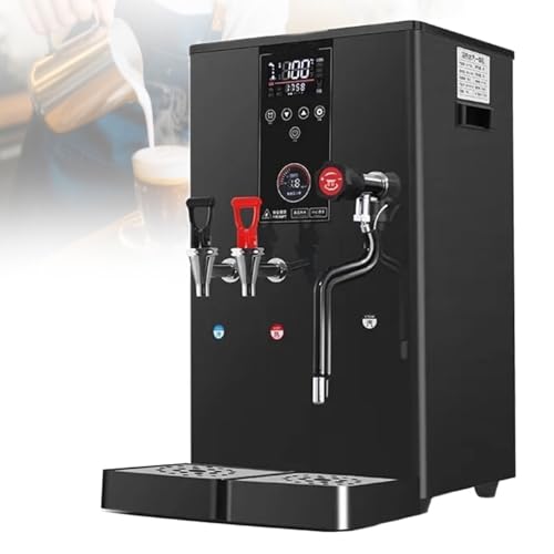 Espumador comercial de leche a vapor y caldera de agua caliente con salidas duales, pantalla LED y varita de vapor de 360 grados para tiendas de café y té de burbujas