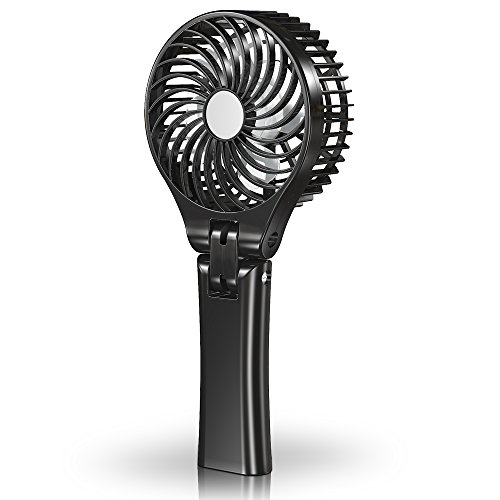 LinGear Mini Handheld Fan Rechargeable USB Personal Portable Hand Fan Electric with 4000mAh Battery Operated Cooling Foldable Desk Table Fan for Indoor Outdoor Travel Home Room and Office-Black