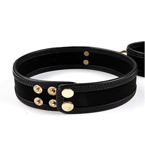 Gothic Punk Cool Pu Leather Collar And Link Chain Leash Choker Adjustable Metal Necklace With Chain Detachable Hip Hop Cosplay Couple Jewelry For Women Men-Black #TOP3