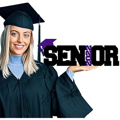 2022 Graduation Party Decoration-Senior 2022 Graduation Wood Sign First Day of School Graduate Wood Cutout Sign Graduation Purple Photo Booth Prop Cover