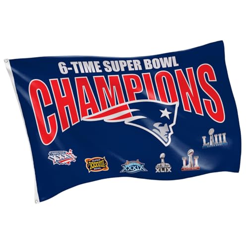 Team Sports America NFL New England Patriots Multi-Win Superbowl Champions 3x5 Flag for Outside with Grommets | Outdoor & Indoor | Heavy Duty Flag & Banner | Works with Flag Pole for Outside House