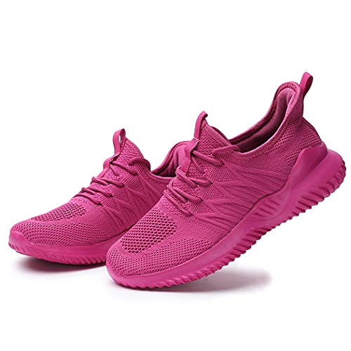 Image of KEEZMZ Womens Ladies Walking Running Shoes Slip On Lightweight Casual Tennis Sneakers Clothes Shoes, Rose, 8