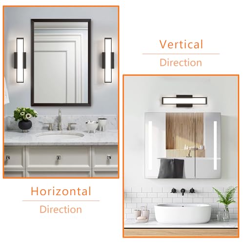 Image of LED Bathroom Vanity Light Over Mirror, 3CCT Dimmable Bathroom Light Fixture, 15.8 inch 6W Vanity Lighting Fixtures, Black Wall Sconce for Bedroom, Living Room