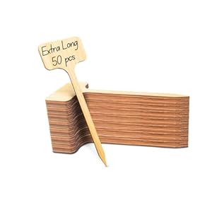 50pcs Extra Long Plant Labels, Bamboo T-Type Plant Tags, (2.25″ x 1.5″ x 7″)