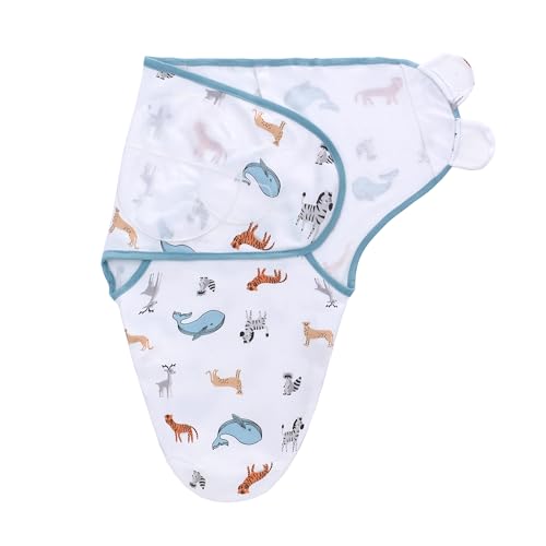 Image of LAT Swaddle Blanket with zip Baby Girl Boy-Easy Adjustable 3 Pack Infant Sleep Sack Wrap Newborn Babies 100% Cotton Sleep Bag(lue Whales,0-3Months)