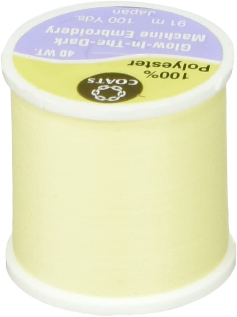 COATS & CLARK Glow in The Dark Machine Embroidery Thread, 100-Yard, Yellow