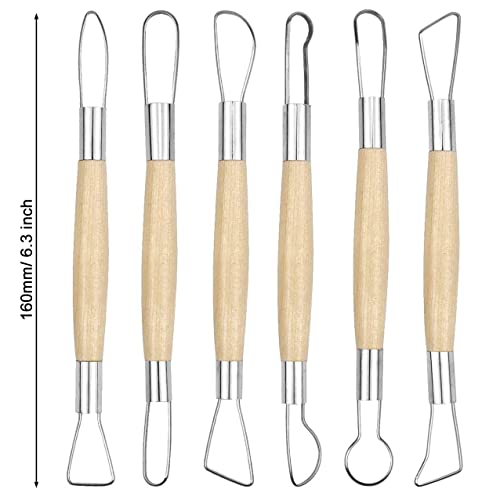 Bestgle 6pcs Clay Sculpting Tools Double Ended Wooden Ribbon Cutter Pottery Clay Modelling Carving Tool for Pottery Ceramics Sculpture Carving DIY Craft - Image 2