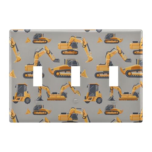 Light Switch Cover Excavator Engineering Vehicles Wall Plates for Electrical Outlets 3 Gang 202b5819