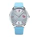 Girls Analog Watch, Fashion Lady Quartz Wrist Watch Leather Band Big Face Fun Cute Watches with Lovely Heart Shape Waterproof - Blue