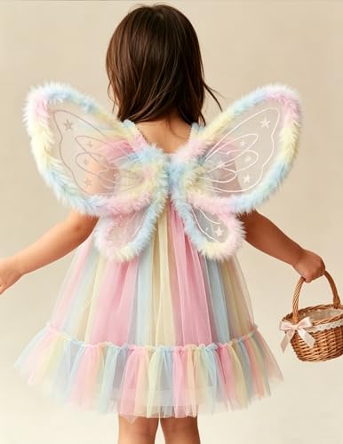 Image of Arshiner Toddler Tulle Dress for Girls Layered Tutu Ruffle Dresses Swing Twirly Fairy Summer Birthday Party Wedding Sundress