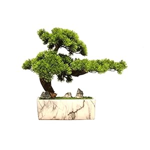 Artificial Trees 18 Inches Artificial Bonsai Tree,Imitation Marble Faux Bonsai Pine Tree Plastic Fake Pine Tree Plant…