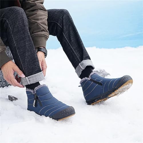 Image of Jakcuz Men Snow Boots Water Resistant Non-slip Winter Shoes with Fuzz Lined Warm High Top Boots for Men