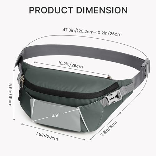 G4Free Fanny Pack for Men Crossbody Belt Bag Waist Pack with RFID Blocking Travel Hiking, Grey — view 6