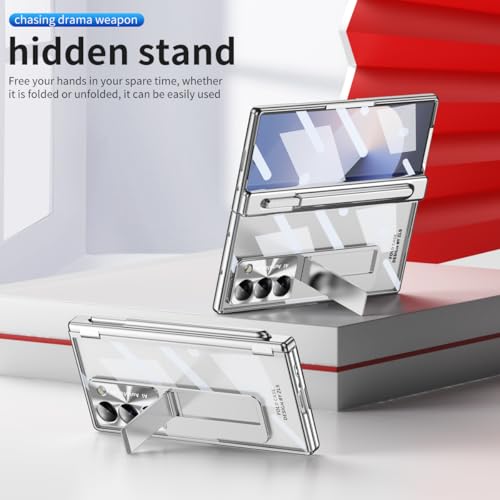Coque rigide Galaxy Z Fold 3 5G finition argent métallisé et charnière premium - 7
