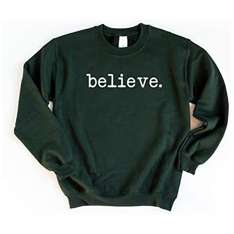 Simply Sage Market Believe, Typewriter - Sweatshirt - Forest - White Ink - Large Cover