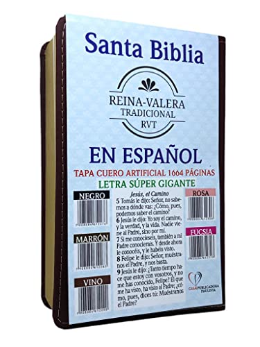 Santa Biblia reina valera trad. RVT ‐ letra súper gigante 1664 cuero artificial ‐ vino