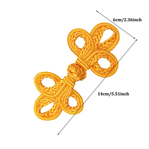 Evago 10 Pairs Chinese Knots Frog Buttons Closure Sewing Fasteners For Sweater Cloak Coats Scarf Cardigan And Costumes Outfit Sewing, Yellow Gold #TOP1